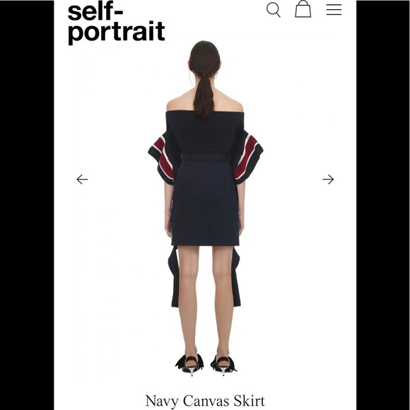 Self-portrait Navy Canvas Skirt - Picture 3 of 5
